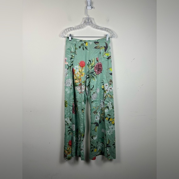 Isla & White Floral Cotton Pants Wide Leg Size XS Cotton EUC